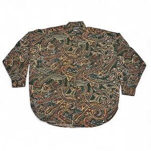 VTG 90s Western Paisley Button Shirt Boho Retro Men's Small Nuovo Country Seat